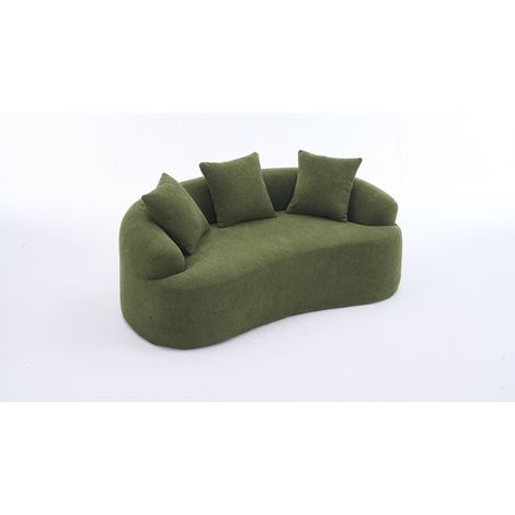 ELVMI Divano dritto 2 posti con Cuscini spessi e molle insacchettate, in Chenille, Verde (1/5)