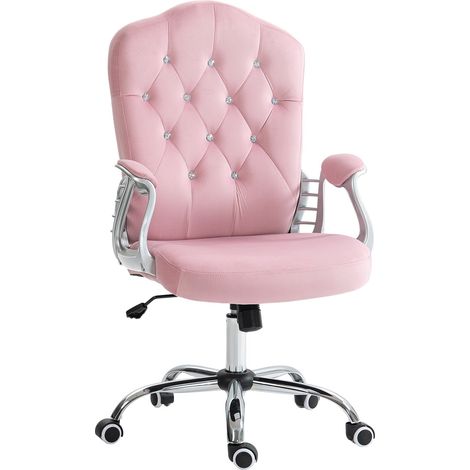 Silla de Oficina para Mujer, Silla de Escritorio Ergonómica con Función Mecedora, Regulable en Altura, Capacidad de Carga 120 kg, Rosa