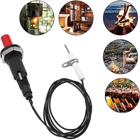 Kit de démarrage par ignition piezoelectrique BBQ Grill avec thermocouple - Kit Piezo 1 sortie 2, câble 1000mm, aiguille ignition 5cm, pour gaz propane/naturel (1/5)