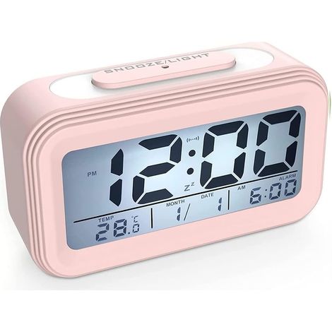 MINKUROW Reloj Despertador Con Pantalla Digital Led Con Luz Nocturna Snooze Reloj Despertador Junto A La Cama Con Pilas Para Viajes Oficina En Casa (Color: Rosa) (1/5)