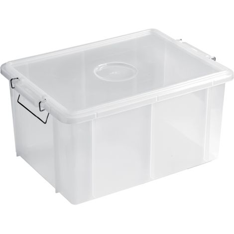 CONTENITORE CON COPERCHIO CM.50X40X26H TRASPARENTE mod. BOX CASSETTA (1/2)