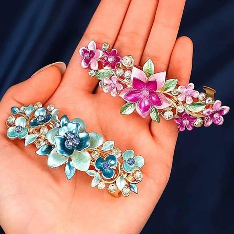 Französische Haarspangen mit goldenen Blüten, florale Haarspangen für Hochzeiten, Vintage-Haaraccessoires aus Kristall (1/5)
