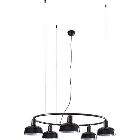 Faro TATAWIN Lámpara de techo colgante cilíndrica pequeña de 5 luces negro satinado (1/5)