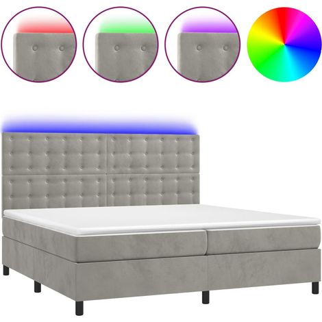 Maison Exclusive - Boxspringbett mit Matratze & LED Hellgrau 200x