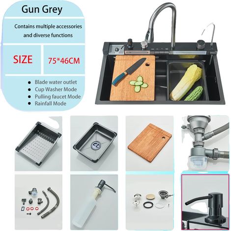 Set di rubinetti da cucina con finitura oro spazzolato e funzionalità multimodale. (1/2)