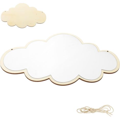 Miroir Mural Nuage Suspendu Bois Résistant Décoration Créative pour Salle de Bain Chambre Entrée Reflet sans Distorsion (1/5)