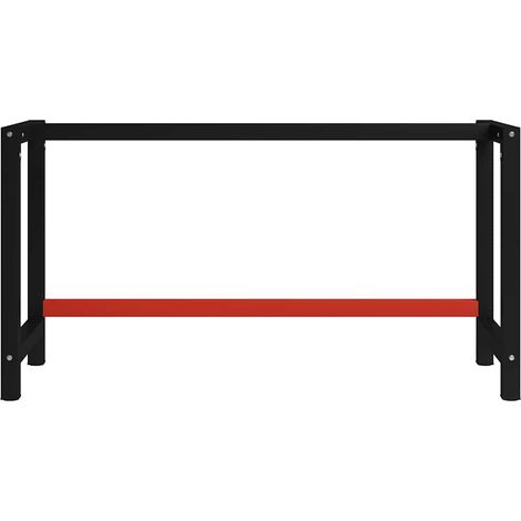 vidaXL Banco de trabajo estructura metal negro y rojo 150x57x79 cm (1/2)