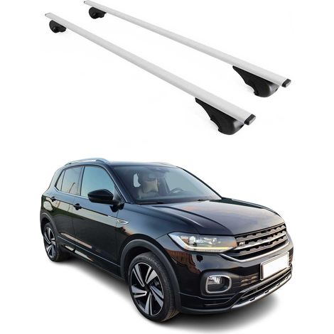 OMAC Barres de toit pour VW T-Cross 2019-2026 – TÜV / DIN 75302:2019 – Antivol inclus – Charge max 75 kg – 2 barres Argent (1/4)
