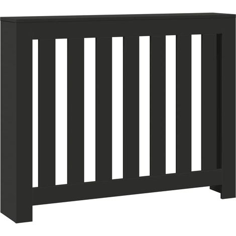 Cache-radiateur design moderne avec étagère décorative 104 x 20 x 82 cm en bois d'ingénierie noir (1/5)