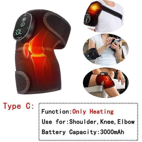 Elektrisches Wärmetherapie-Knie-Vibrationsmassagegerät für Beingelenk-Physiotherapie, Ellbogen-Wärmebandage zur Linderung von Arthritisschmerzen, Kniepolstermassage – nur Typ C (1/5)