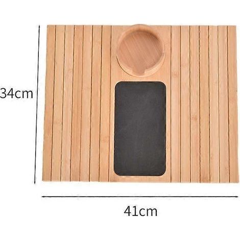 - Plateau pliable en bambou avec porte-gobelet, plateau de table d'appoint pliable en bambou pour canapé (1/4)