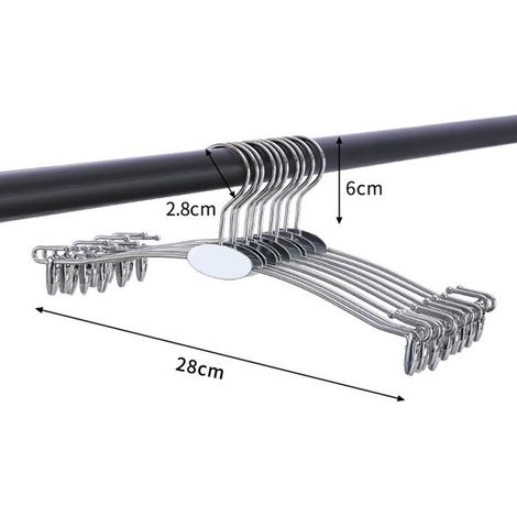CLI - CINTRE - 10pcs porte-pantalons métal argenté, clips antidérapants, pour sous-vêtements, soutiens-gorge (1/4)
