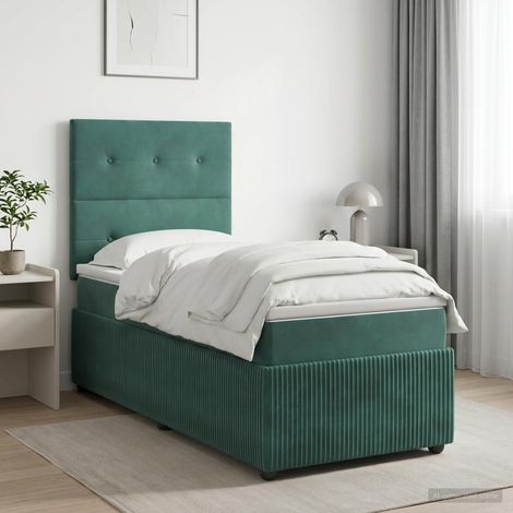 Cama box spring con colchón Verde oscuro 90 x 200 cm Terciopelo (1/5)