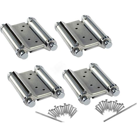 2 Paar Schwingtürscharniere für Salon, Café, Theke, Doppelfunktion, Edelstahl, verstellbar, selbstschließend, perfekt, 76 mm, 7,6 cm