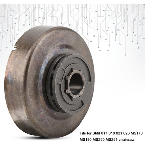 Embrayage tambour + couronne pignon pour tronçonneuse Stihl 017 018 021 MS170 MS180, kit remplacement, acier durable, 3/8 pouce, 7 dents. (1/5)