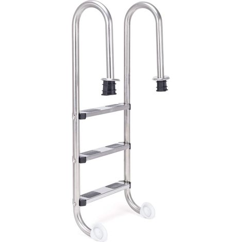 Costway – Échelle de piscine 3 marches 1,32m – Acier inoxydable anti-corrosion – Pédales antidérapantes – Installation facile