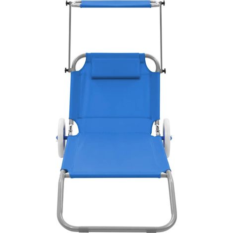 Maison Exclusive - Lettino Prendisole Pieghevole Baldacchino e Ruote Acciaio Blu