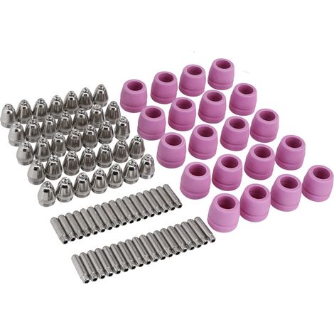 Kit de 90 pièces pour découpeuse plasma : consommables pour torche de découpe, électrodes, buses et coupelles. (1/5)
