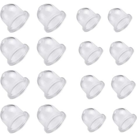 16Pcs Pompe Amorçage Poire Amorcage Gasoil Carburant Primer Ampoule Tasse d’Huile de Carburateur Transparente Poire d’amorcage Debroussailleuse pour Tondeuses à Essence Soufflantes 19/22mm (1/4)