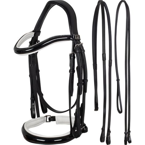 SUPREME Briglia dressage imbottitura bianca colore NERO taglia COB (1/3)