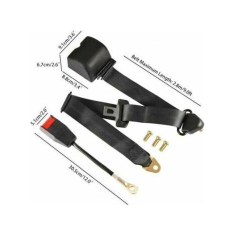 Cinturón de seguridad universal de 3 puntos ajustable para automóvil + tornillos (1/4)