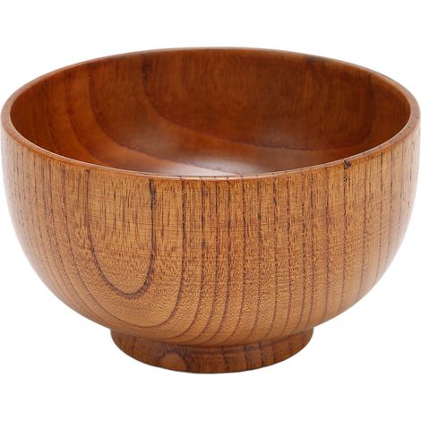 Bol à nouilles en bois, grain unique, surface lisse, style japonais, saladier en bois pour la maison et le restaurant (1/5)