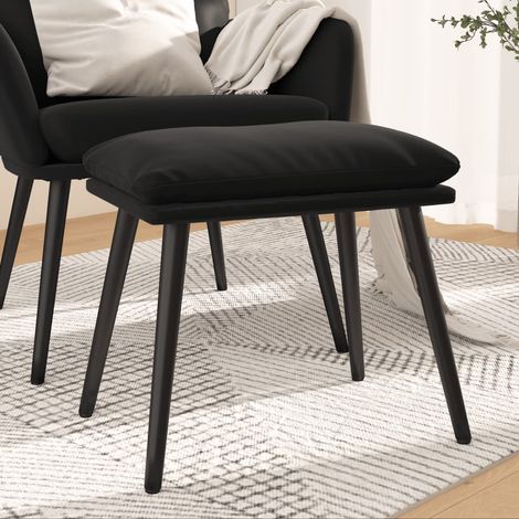 Repose-pieds noir en velours avec pieds en métal, 45 x 29,5 x 35 cm - PANGIVO (1/5)