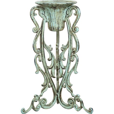 Biscottini – Support de jardinière en fonte 37cm – Trépied robuste 58cm – Finition artisanale antique – Pour intérieur et extérieur (1/5)