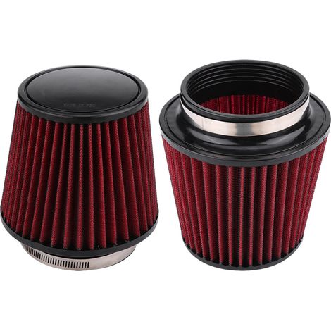 Filtre à air conique universel 100mm pour voiture, admission d'air haute performance, nettoyable, modification auto, pièce moteur, embout rond, remplacement facile. (1/5)