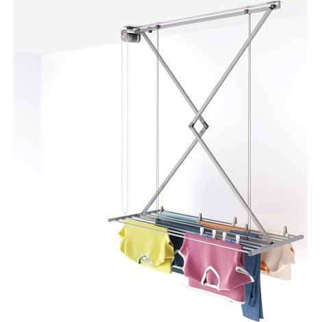 Étendoir de Plafond, séchoir à Linge Vertical rétractable, Repliable et Extensible pour intérieure et extérieure, étendoir pour Balcon 128x54x25 cm