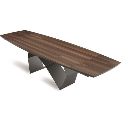 Tavolo allungabile 300 cm con base metallo Nero e piano Eucalipto WALL (1/3)