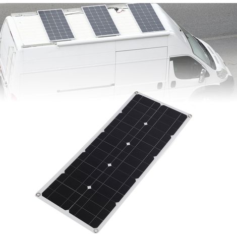 Kit solar monocristalino de 100 W con controlador de carga, cargador OBD con protección contra sobretensiones, puertos USB de 5 V/2 A y USB-C para uso en camping y automóvil. (1/5)