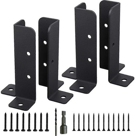 Lot de 4 supports d'ancrage réglables pour poteaux de terrasse, clôtures, pergolas, balustrades, boîtes aux lettres, pavillons et outils de jardin - FFY (1/4)