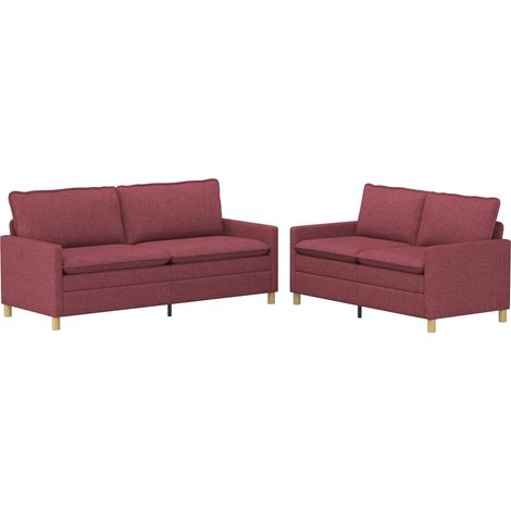 Sofa Set 2 stk. Weinrot Stoff vidaXL
