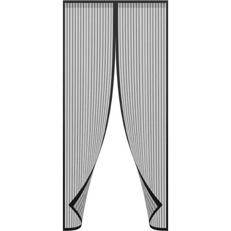 Porte moustiquaire moustiquaire magnétique, Rideau en moustiquaire pour Portes jusqu'à 90 cm x 210 cm (Noir)[63] (1/4)
