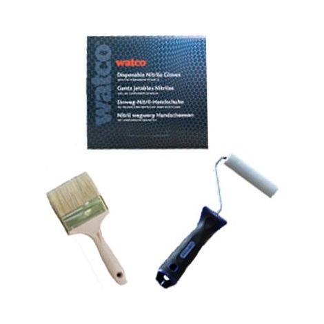 Watco Epoxyline Verarbeitungsset (Pinsel 10cm, Farbrolle 80mm mit Stiel und Gummihandschuhe)