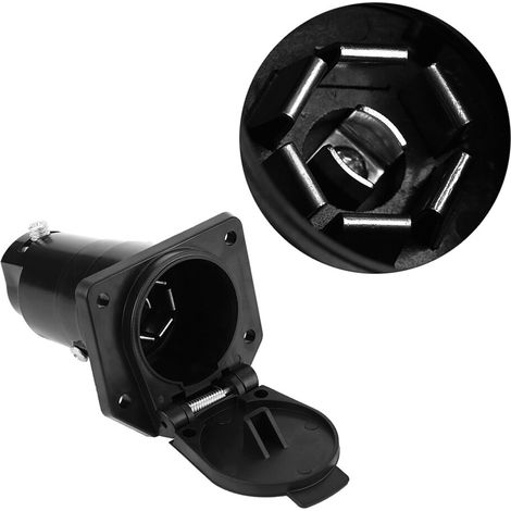 Adaptador de enchufe para remolque de 7 pines resistente a la corrosión, apto para autocaravanas con cerraduras de seguridad.
