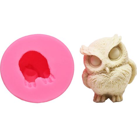 Moule à bougie hibou 3D en silicone réutilisable pour décoration de gâteau, chocolat, pâte à sucre et bonbons (1/2)