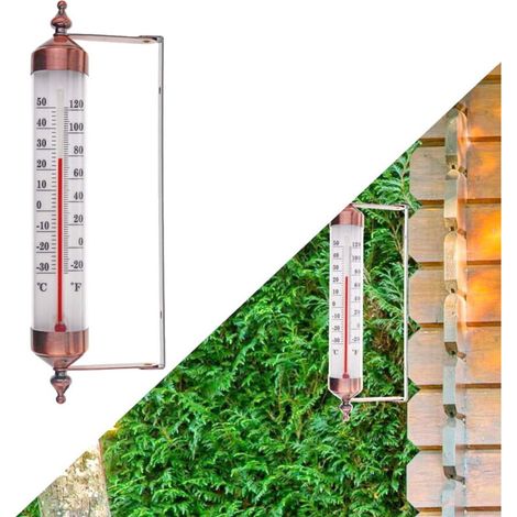 Thermomètre d'extérieur avec jauge, effet bronze – Élégant thermomètre de jardin pour extérieur adapté pour la température extérieure, serre, garage, facile à accrocher (1/5)