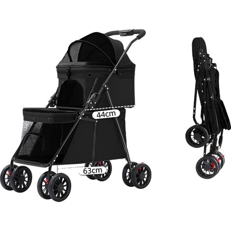 Tierträger, Doppel-Lagen-Design, strapazierfähiger Oxford-Stoff, schwarz (1/2)