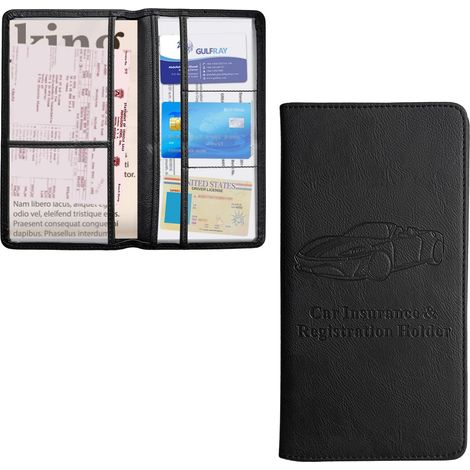 Clip per immatricolazione e assicurazione auto, borsa portaoggetti per documenti di immatricolazione auto, vano portaoggetti con chiusura magnetica, accessori interni universali per auto e SUV (nero - (1/5)