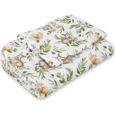 Juego de cama para bebé con relleno, 2 piezas, 75x100cm RECIÉN NACIDO - verde bosque (1/3)