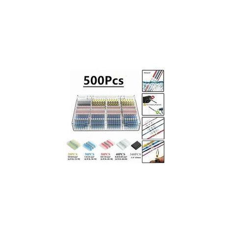500 pcs Tube thermorétractable de borne de soudure électrique, Maidodo thermorétractable soudure bout à bout connecteur électrique isolé étanche marine automobile cuivre