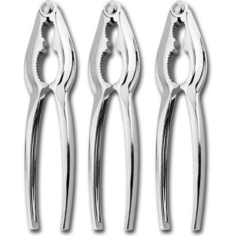 3-teiliges Set – Nussknacker, Hummerknacker, Meeresfrüchte-Werkzeug – Zinklegierung – Für Gastronomie und Haushalt – Silber – 15,1 cm (1/5)