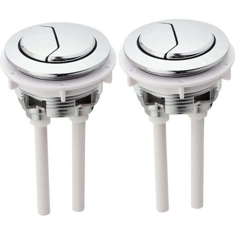 Bouton Poussoir WC, 2 PCS 48mm, Double Chasse, Réservoir, Boutons, Accessoires de Pompage, Argent, ABS, Acier Inoxydable, Vanne Globe, Plastique, 50 mm, NPT, 49mm (1/4)