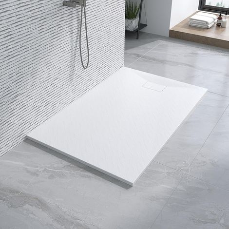 AQUABATOS SMC Duschwannen für badezimmer antirutsch, schieferoptik duschtasse rechteckig, modern-design brausewanne weiße extra-flach 140x90cm (1/5)