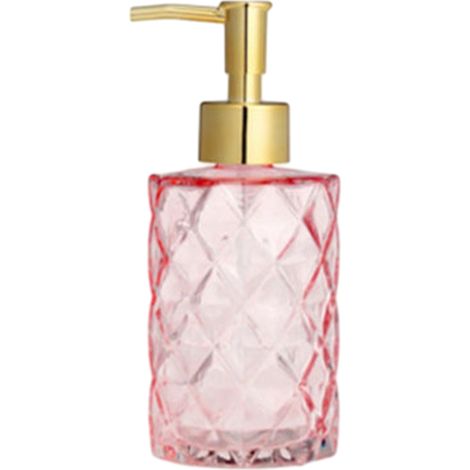 Distributeur De Savon - Verre Transparent Avec Motif Géométrique - Acier Inoxydable 304 - 330 Ml - Cuisine Et Salle De Bain - 1 Pièce (1/5)