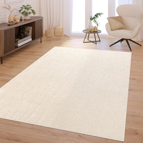 Wohnzimmer Teppich Hochflor Skandinavisch Boho Waschbar Abstraktes Muster Weich 200 cm x 280 cm x 16 mm Creme Rechteckig (1/5)