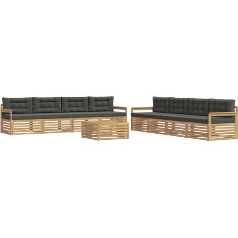 Set di divani da esterno 9 pz Bianco e Antracite Poliestere vidaXL (1/5)