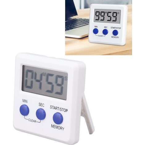 Minuteur Digital Compact avec Support, Magnet et Afficheur LCD Grand pour Cuisine, Fitness et Bureau - Timer ABS Simple à Usage Multiple, Maximum 99 Min 59 Sec - Fonction Alarme 30S (1/5)